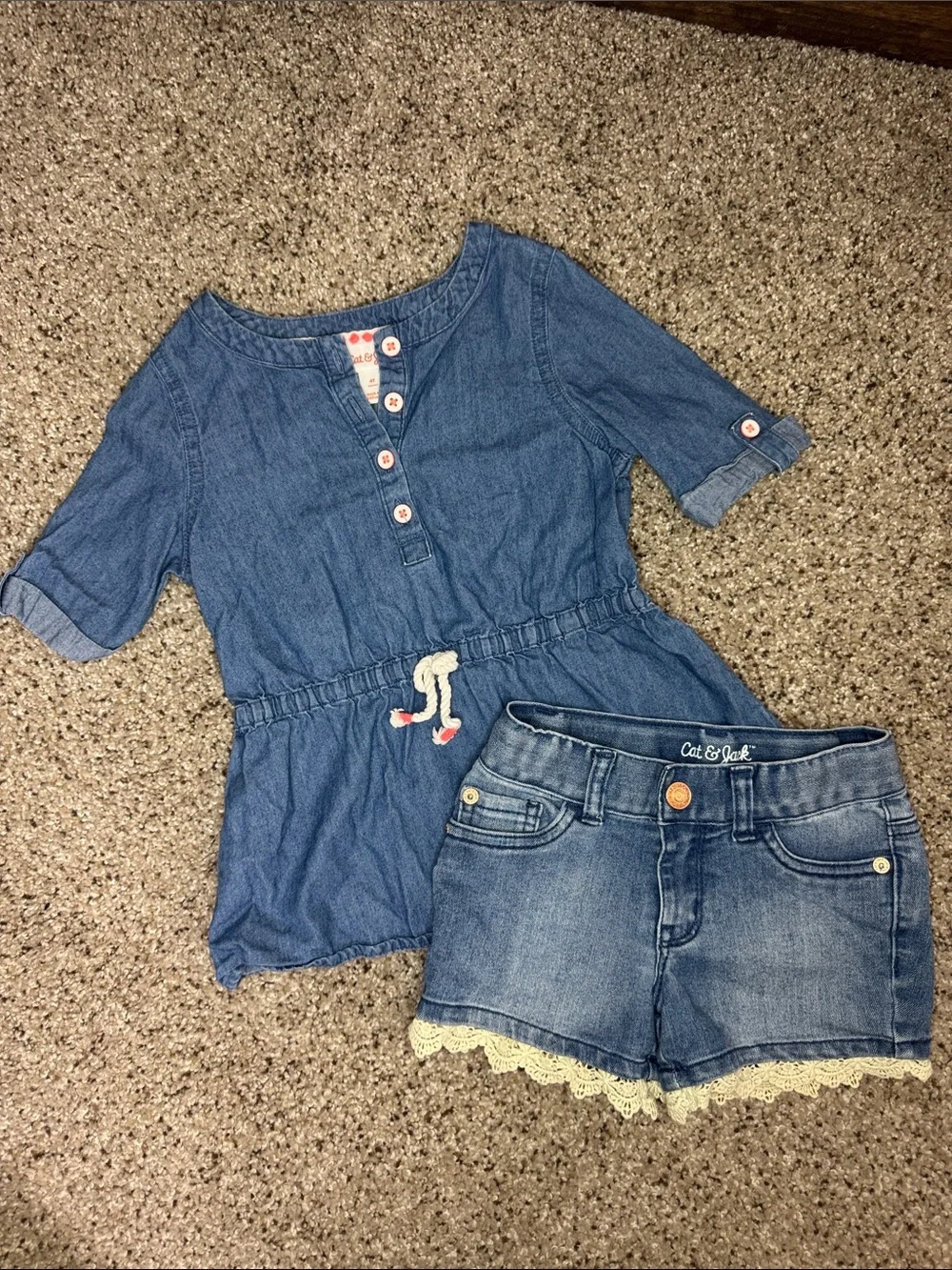 Cat & Jack Denim Top and Short Set 4T